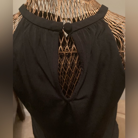 White House Black Market Classic Sleeveless Wrap Top with Silver Detail - Picture 7 of 8